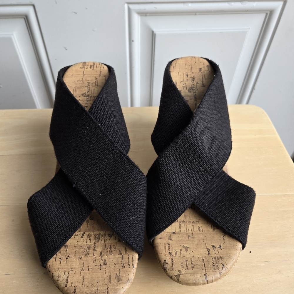 Jaclyn Smith Black Cork Sole Sandals Sz 8